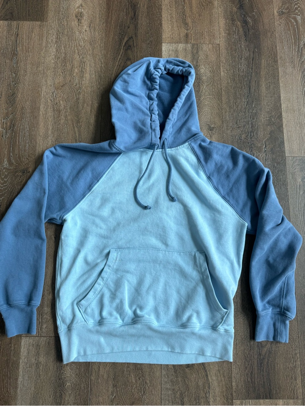 J. Crew Men's Two-Tone Color block Blue Pullover Hoodie Size Medium